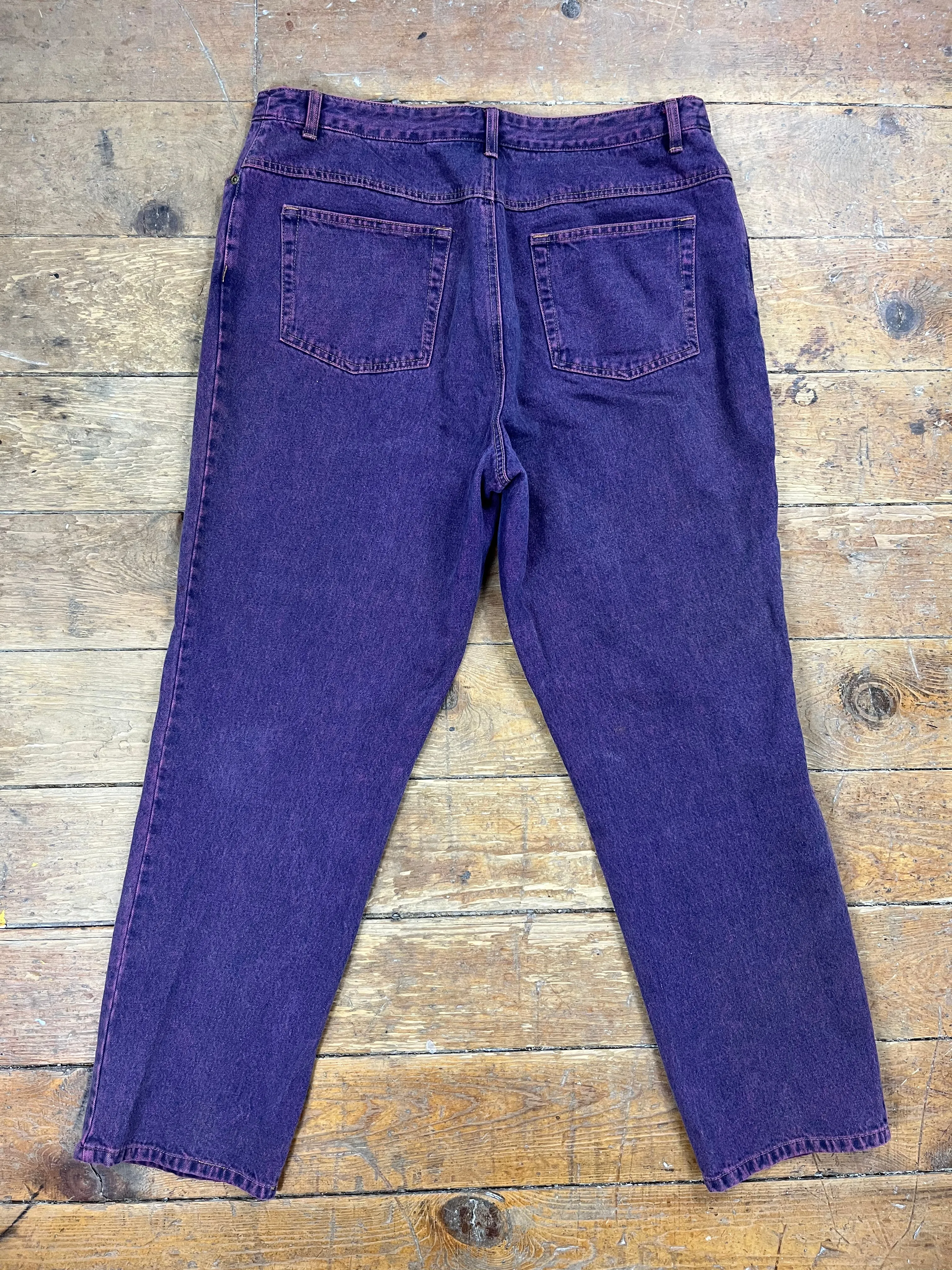 1990s Purple Acid Wash Denim Jeans by Newport News Jeanology