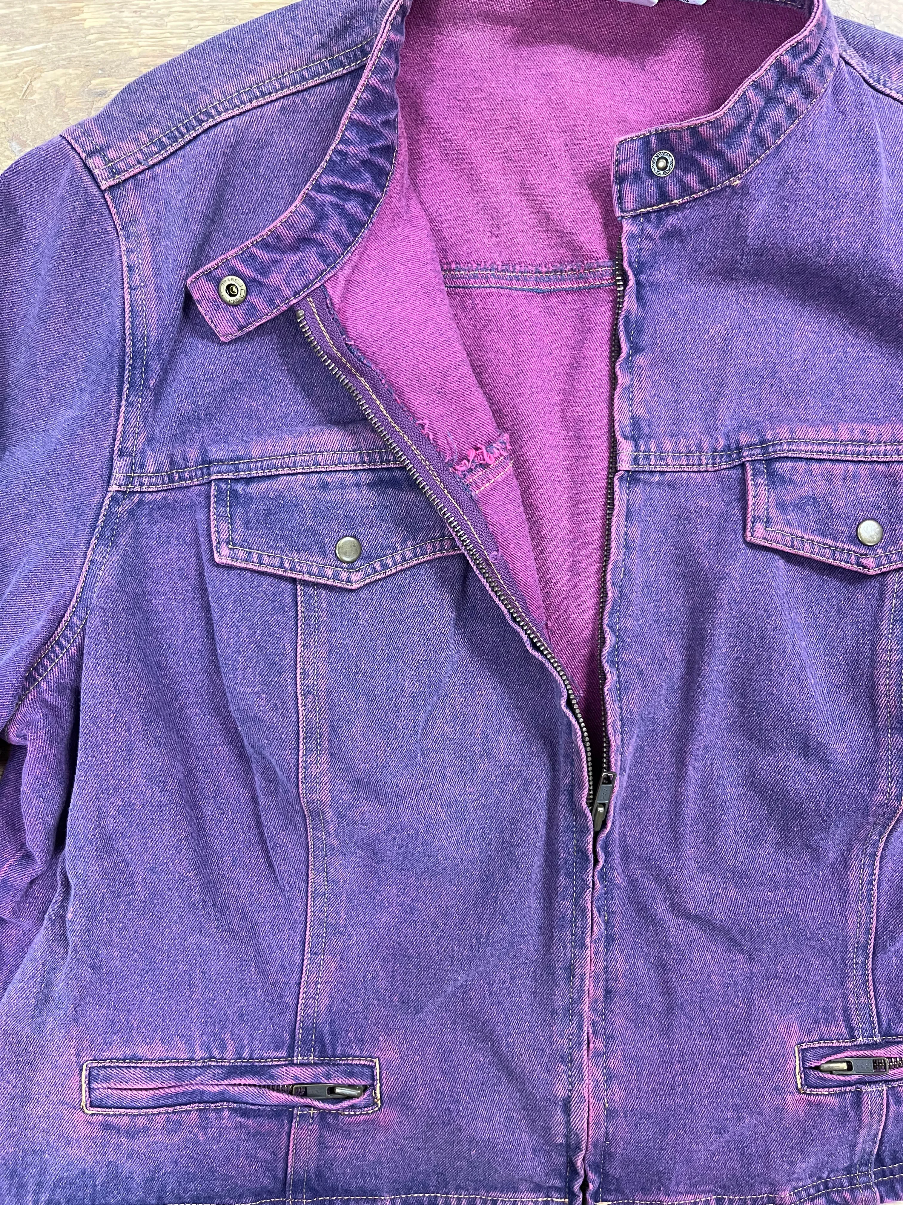 1990s Purple Acid Wash Denim Jeans by Newport News Jeanology