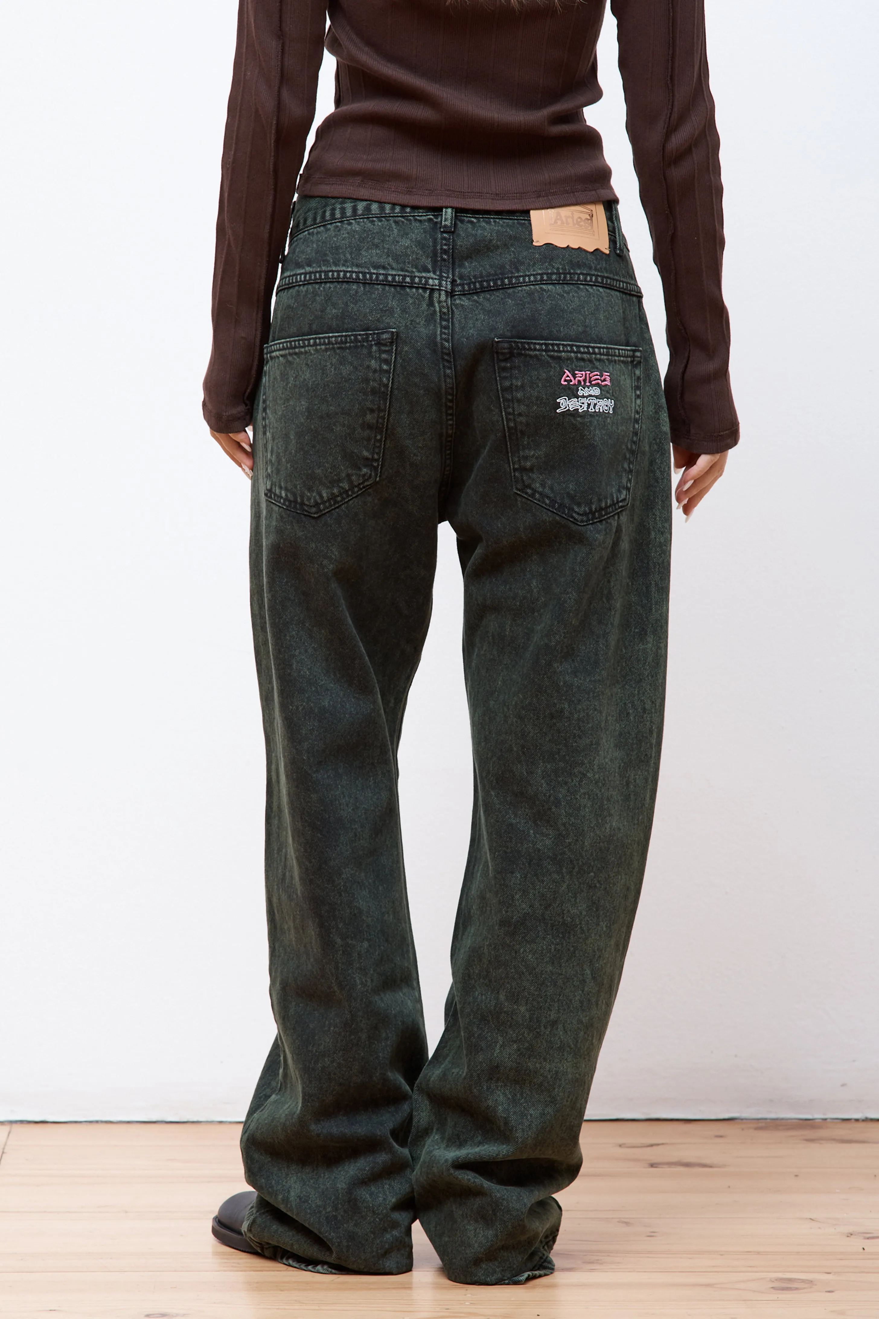 Acid Wash Batten Jean Forest Green