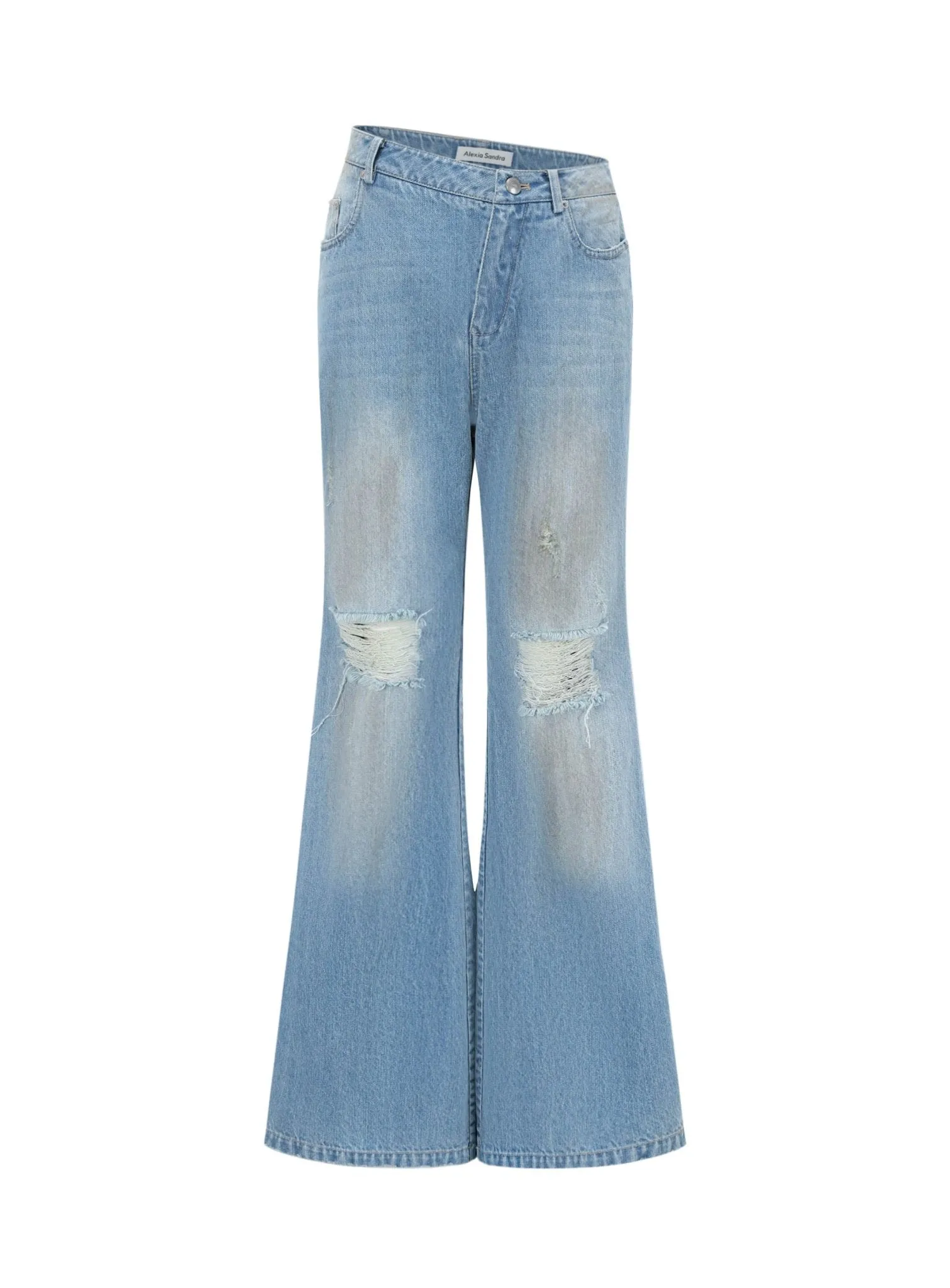 Acid Wash Wide Jeans in Blue