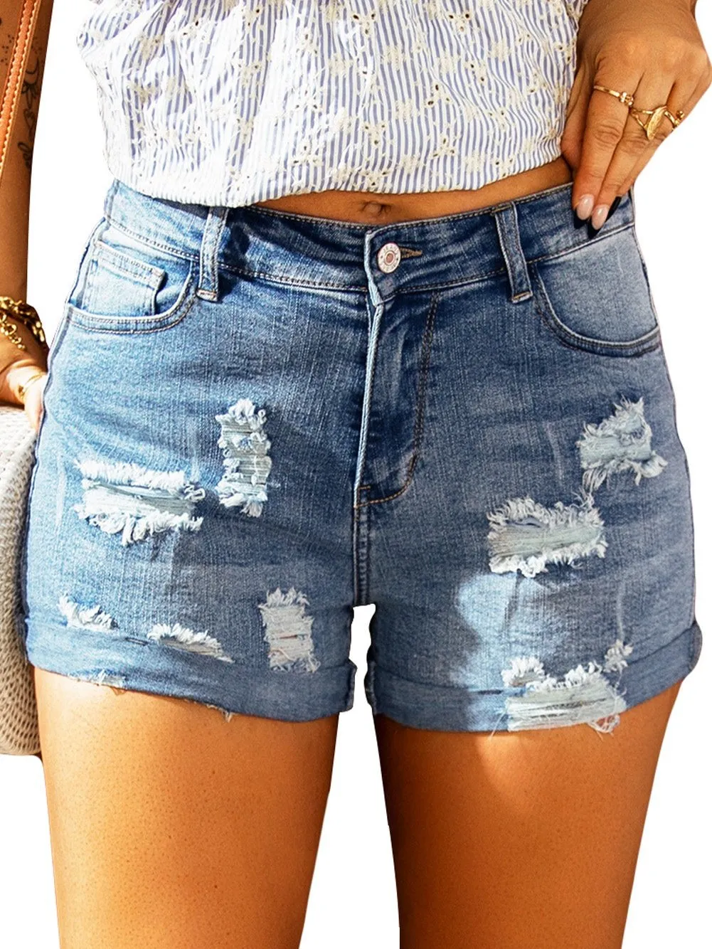 American Flag Denim Shorts