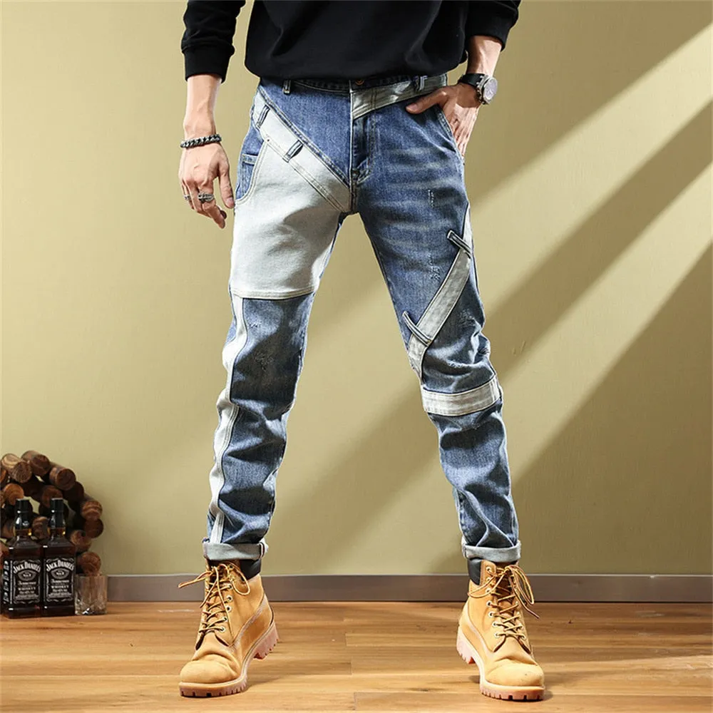 Angelo Ricci™ Fashion Pockets Desinger Streetwear Relaxed Jeans