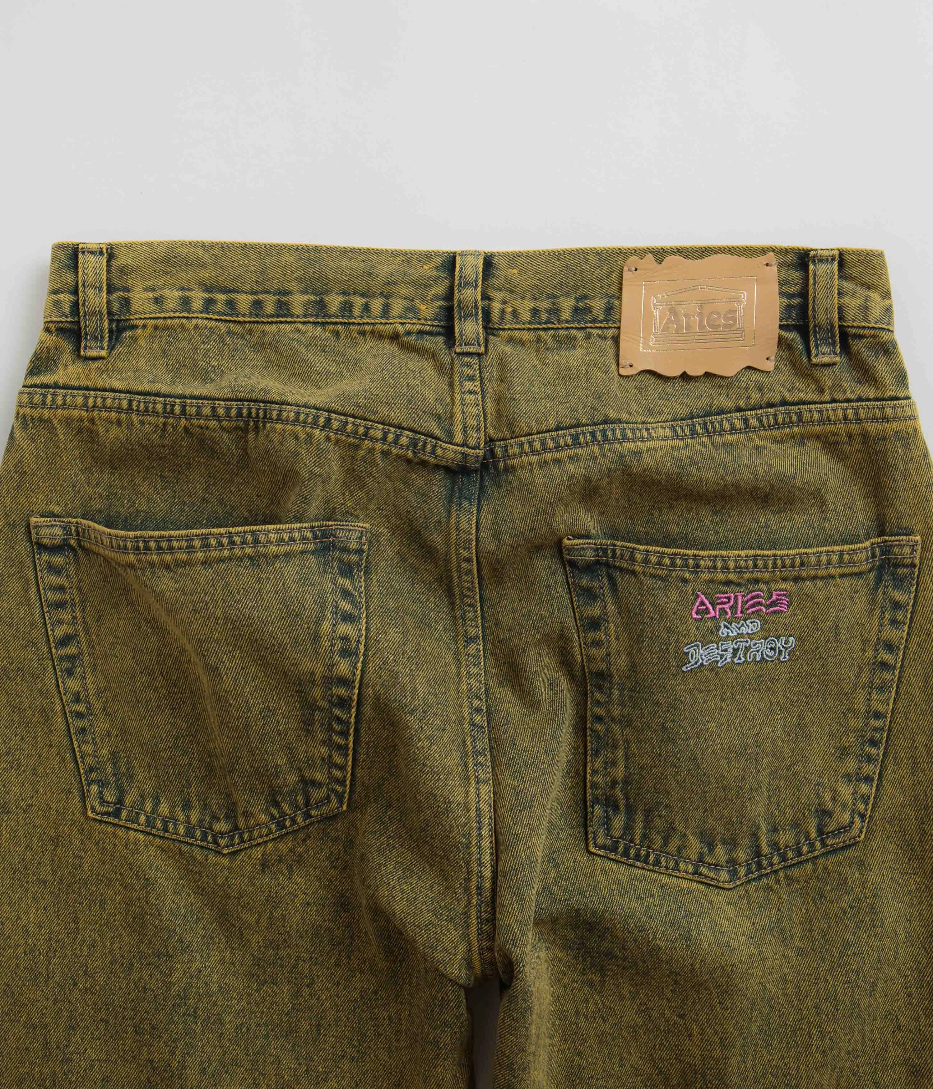 Aries Acid Wash Batten Jeans - Gold