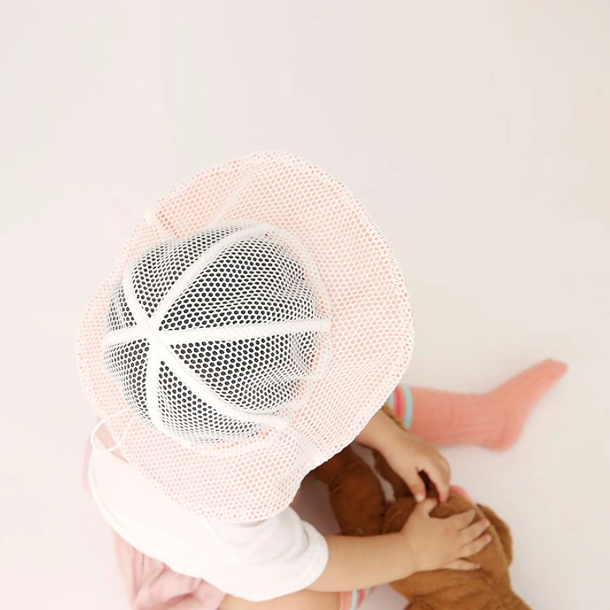 Baby Mesh Bucket Hat Toddler Sun Floppy Hat | White