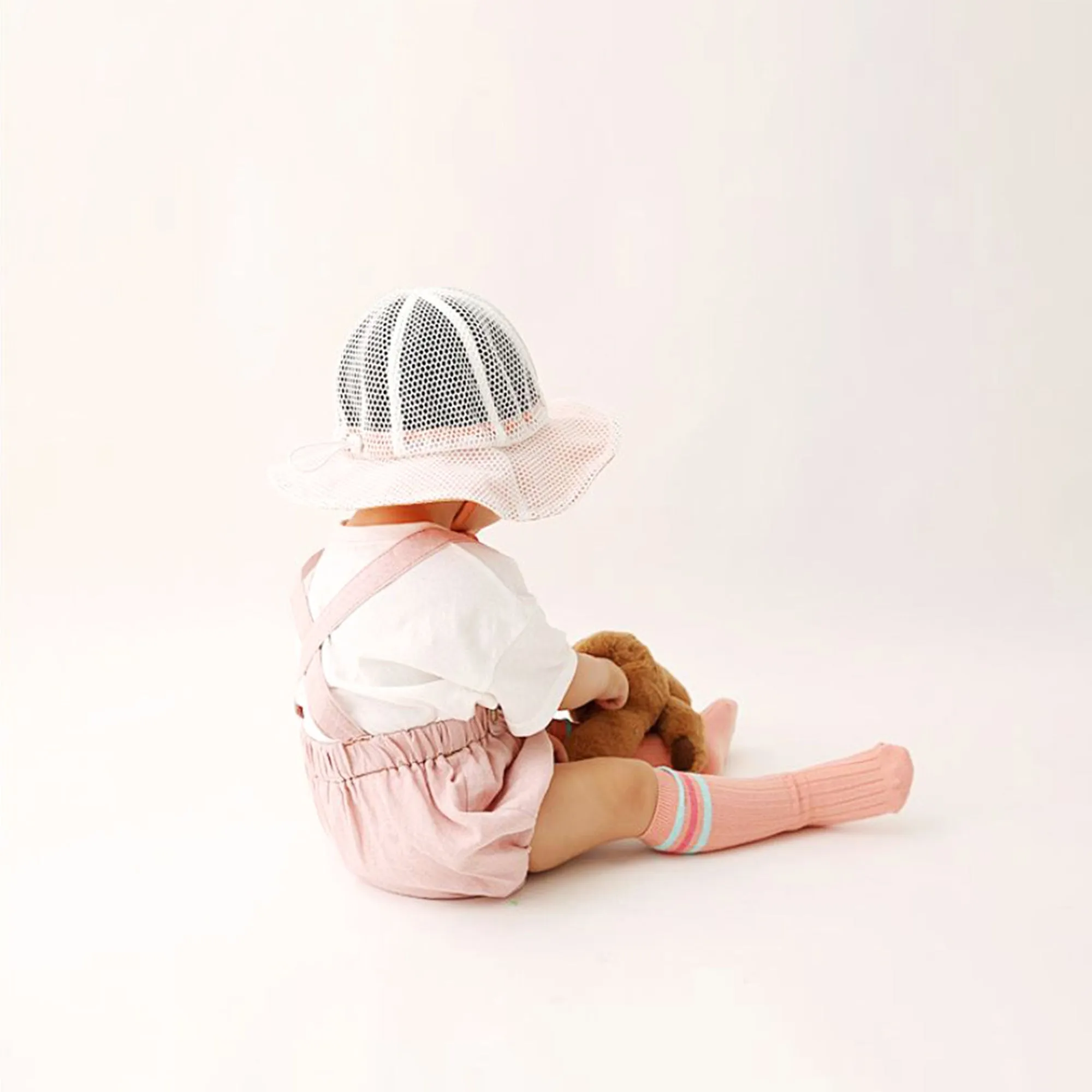 Baby Mesh Bucket Hat Toddler Sun Floppy Hat | White