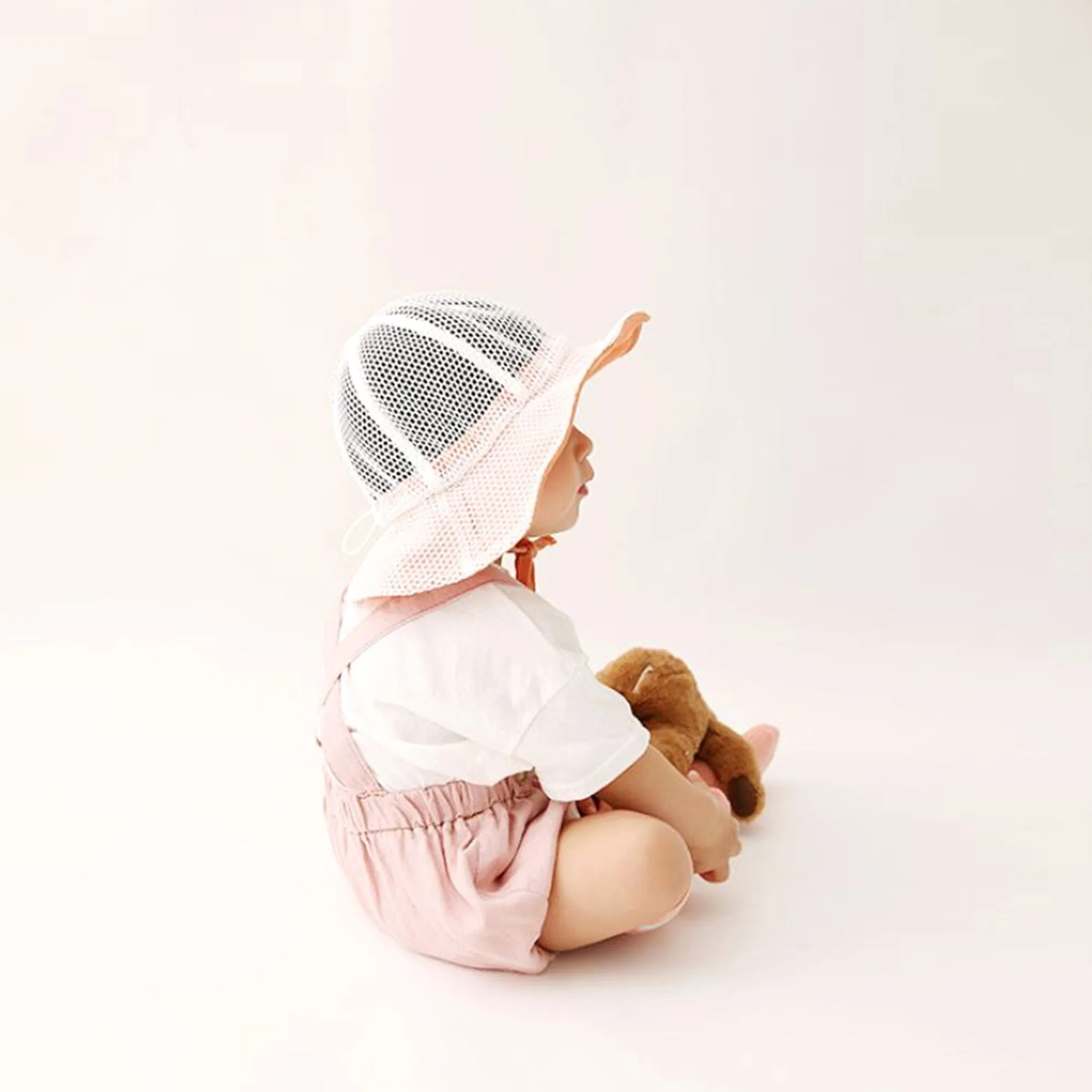 Baby Mesh Bucket Hat Toddler Sun Floppy Hat | White