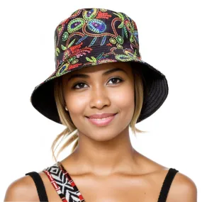 Black Paisley Color Reversible Bucket Hat