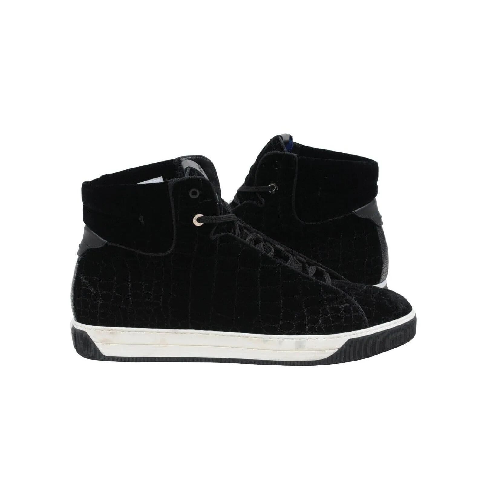 Black Velour Croc Stamped High Top Sneakers