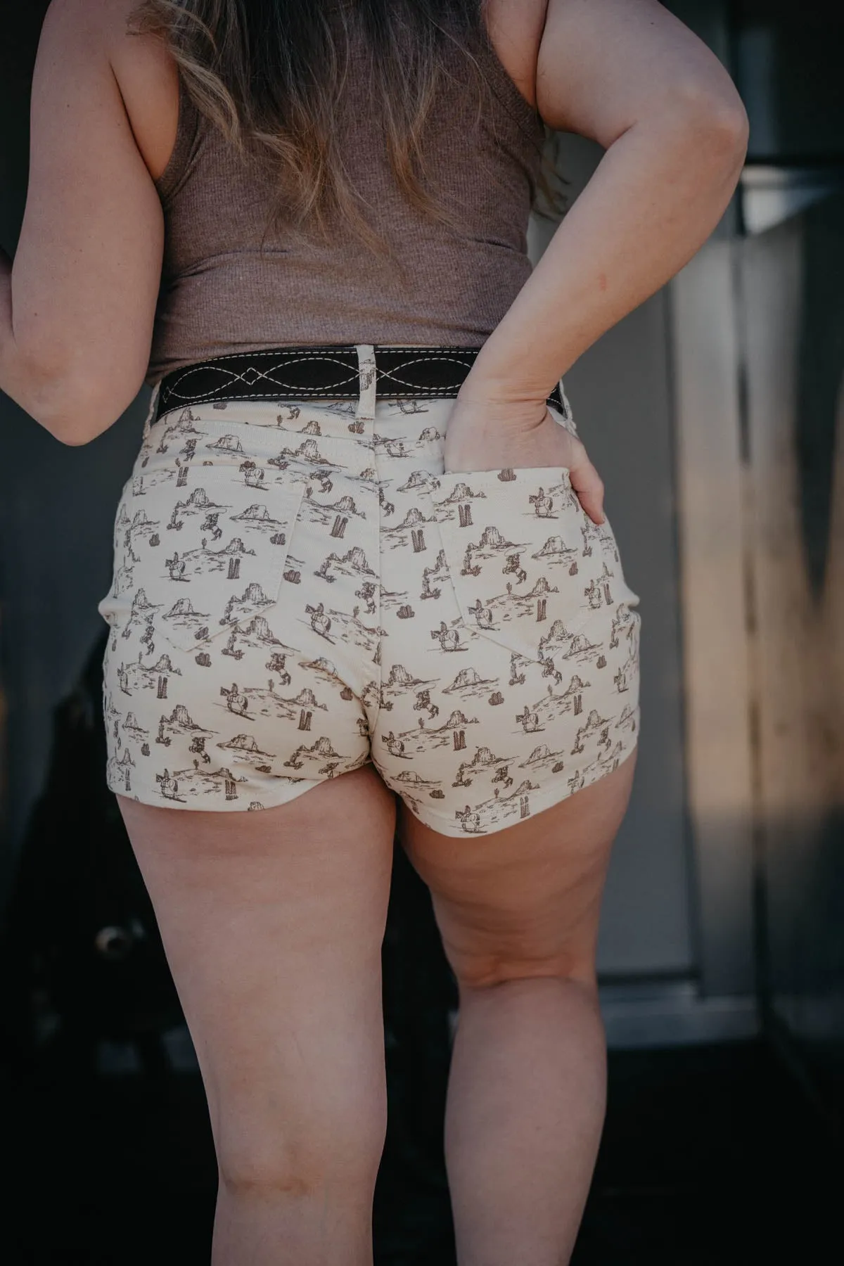 'Blakely' Desert Print Denim Shorts (Sizes 24 - 33)