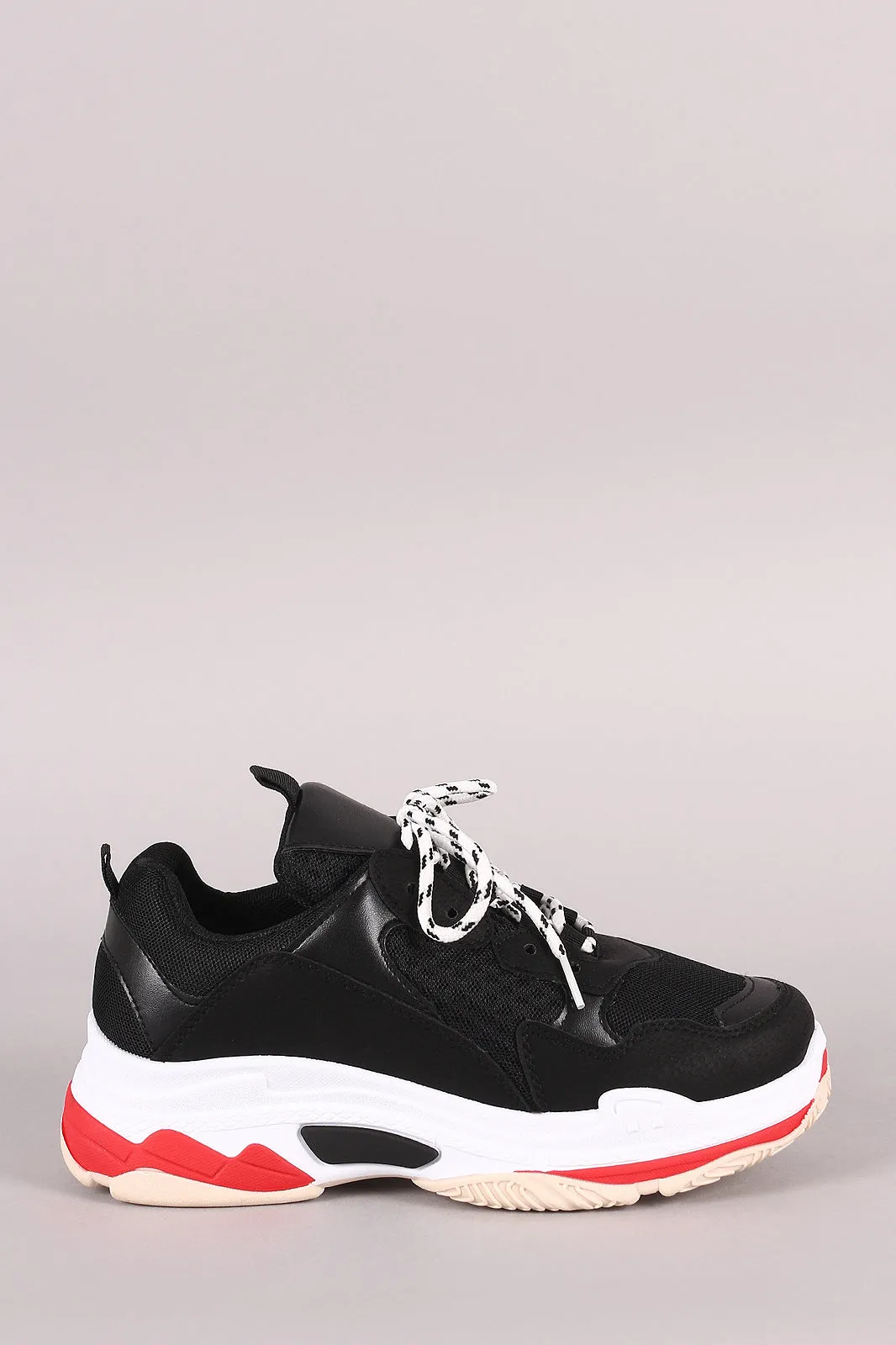 Colorblock Lace Up Flatform Sneaker