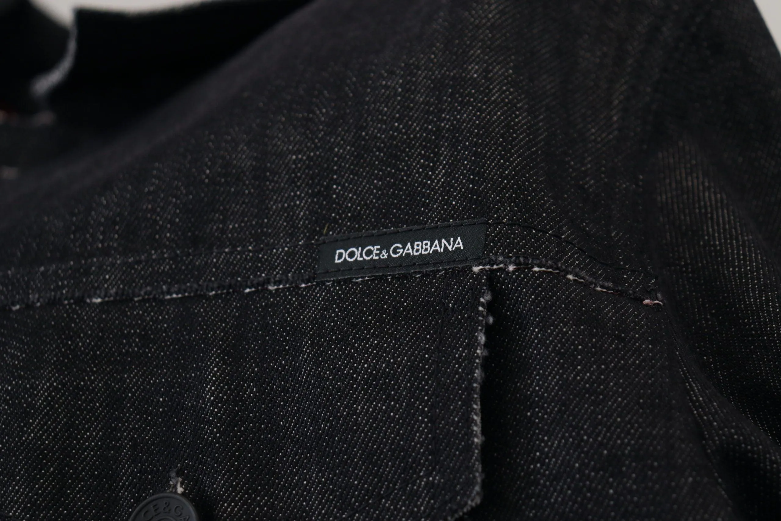 Dolce & Gabbana Black Cotton Full Button Denim Jacket