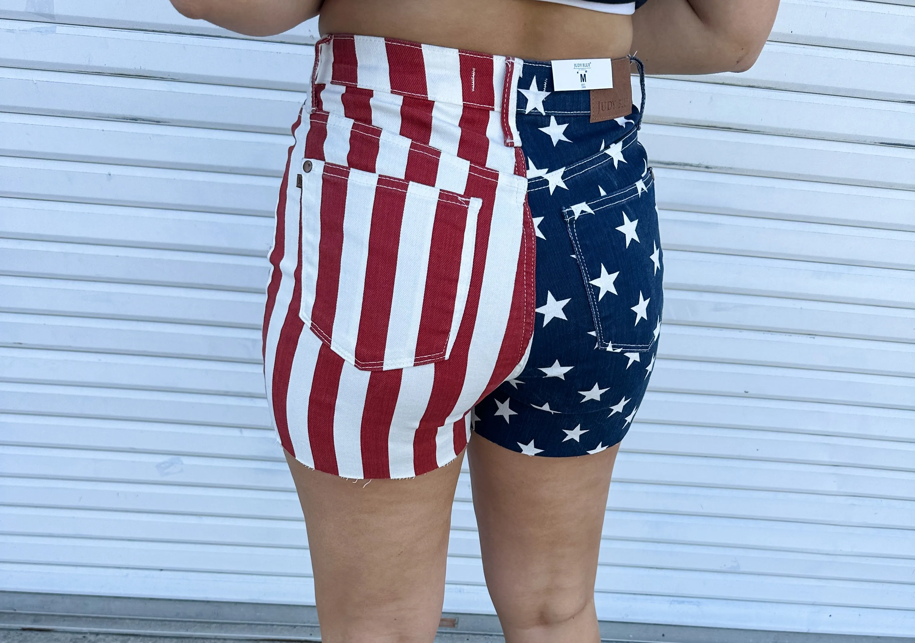 Flag Denim Shorts