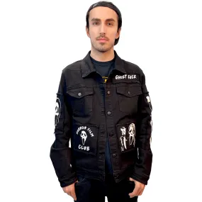 Ghostface Frayed Patch Black Denim Jacket