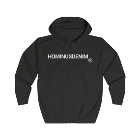 HominusDenim® Grunge Logo Zip Hoodie