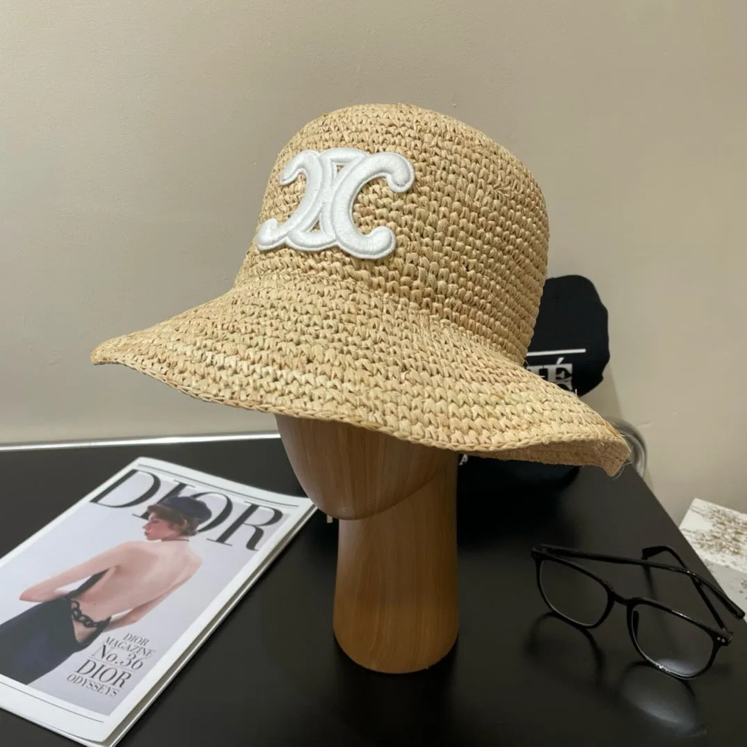 JW895 Celine Triomphe Bucket Hat in Raffia