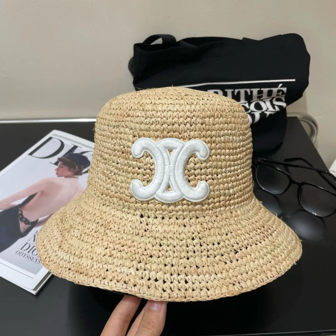 JW895 Celine Triomphe Bucket Hat in Raffia