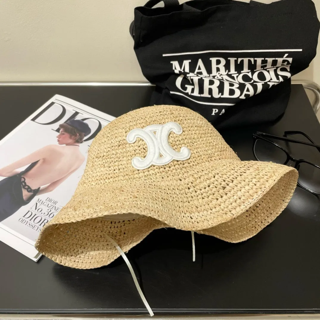 JW895 Celine Triomphe Bucket Hat in Raffia