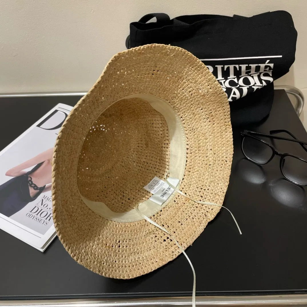 JW895 Celine Triomphe Bucket Hat in Raffia