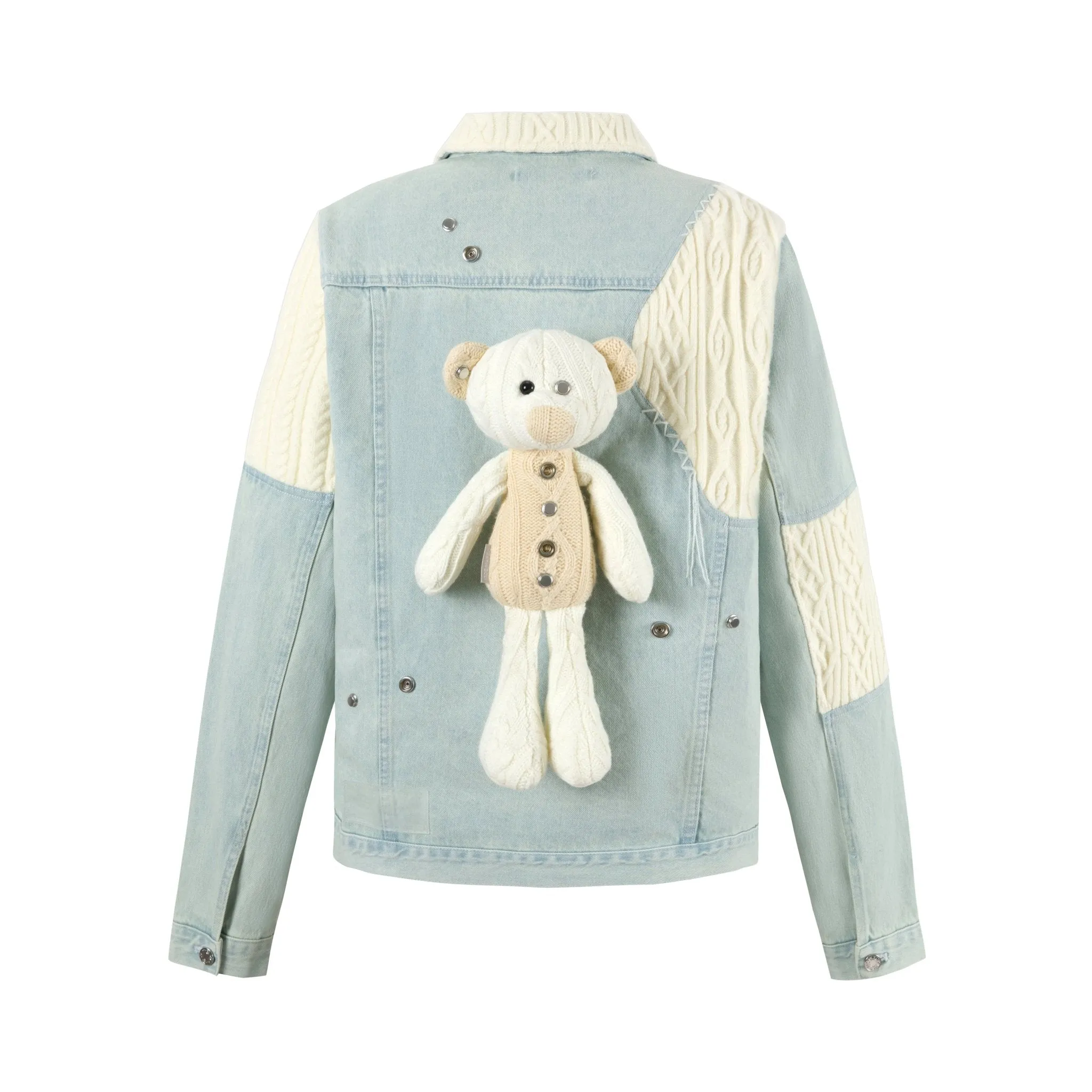 Knitting Wool Patchwork Denim Jacket