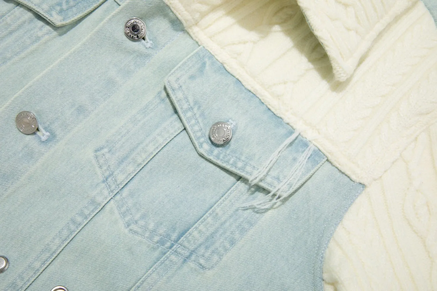 Knitting Wool Patchwork Denim Jacket