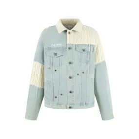 Knitting Wool Patchwork Denim Jacket