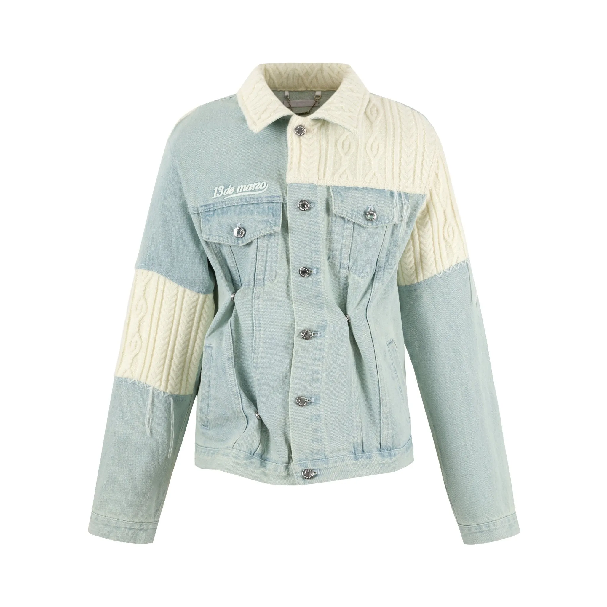 Knitting Wool Patchwork Denim Jacket