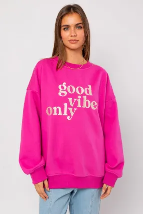 LETTER EMBROIDERY OVERSIZED SWEAT SHIRT