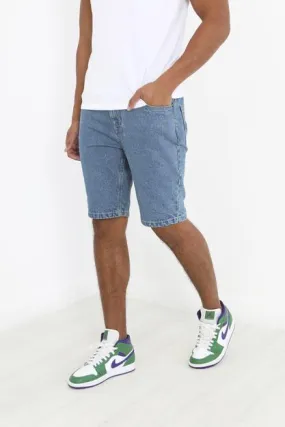 LIGHT BLUE WASHED REGULAR FIT BASIC DENIM SHORTS