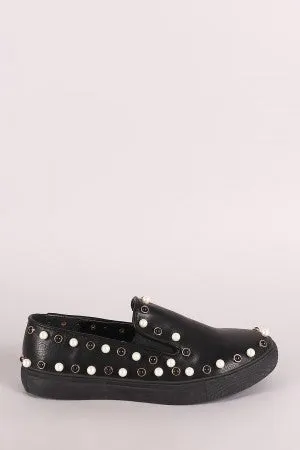 Liliana Faux Pearls Embellished Slip-On Sneaker