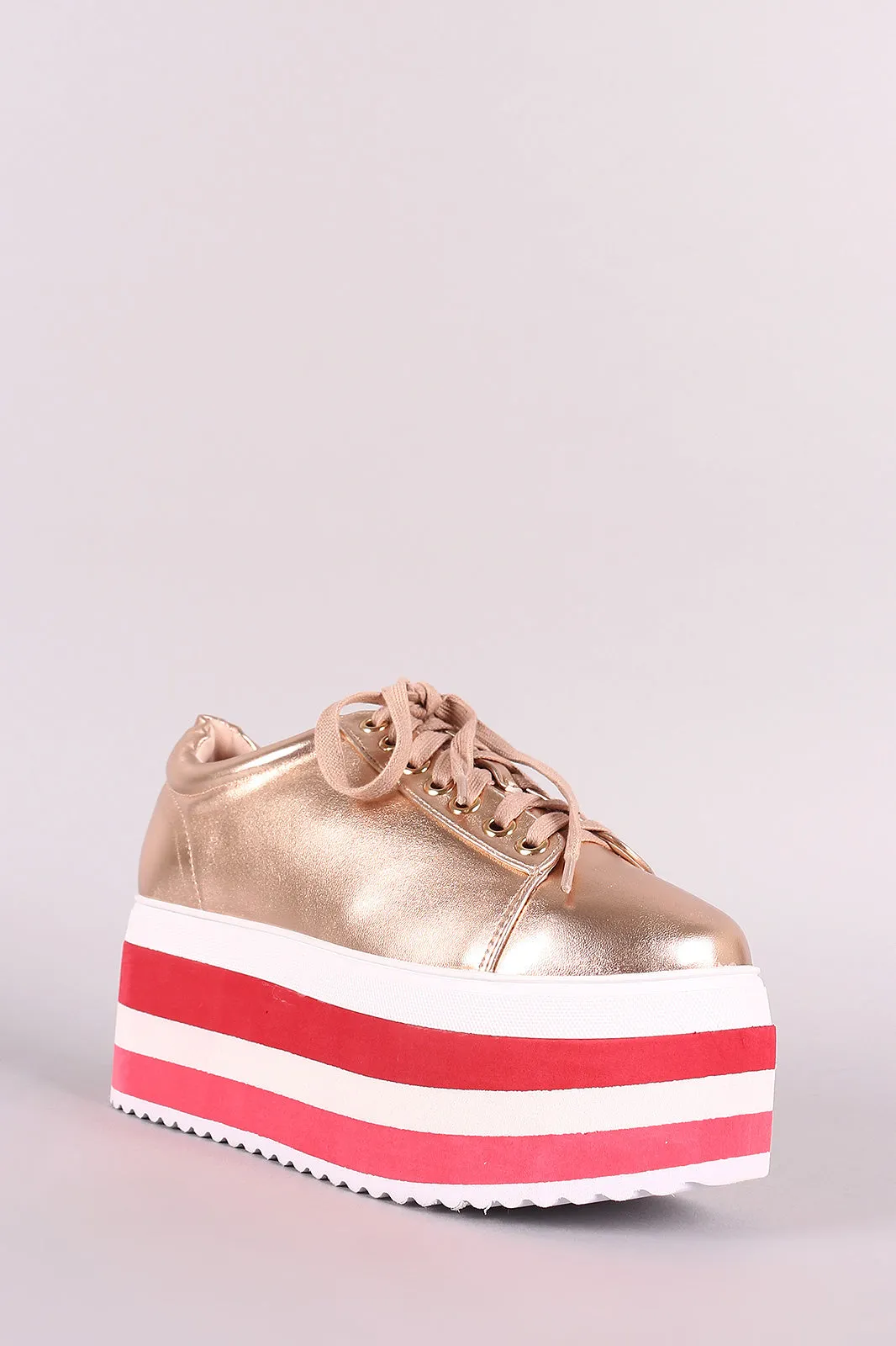 Liliana Round Toe Stripe Lace-Up Flatform Sneaker