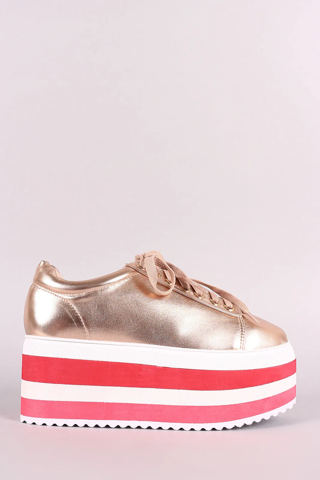 Liliana Round Toe Stripe Lace-Up Flatform Sneaker