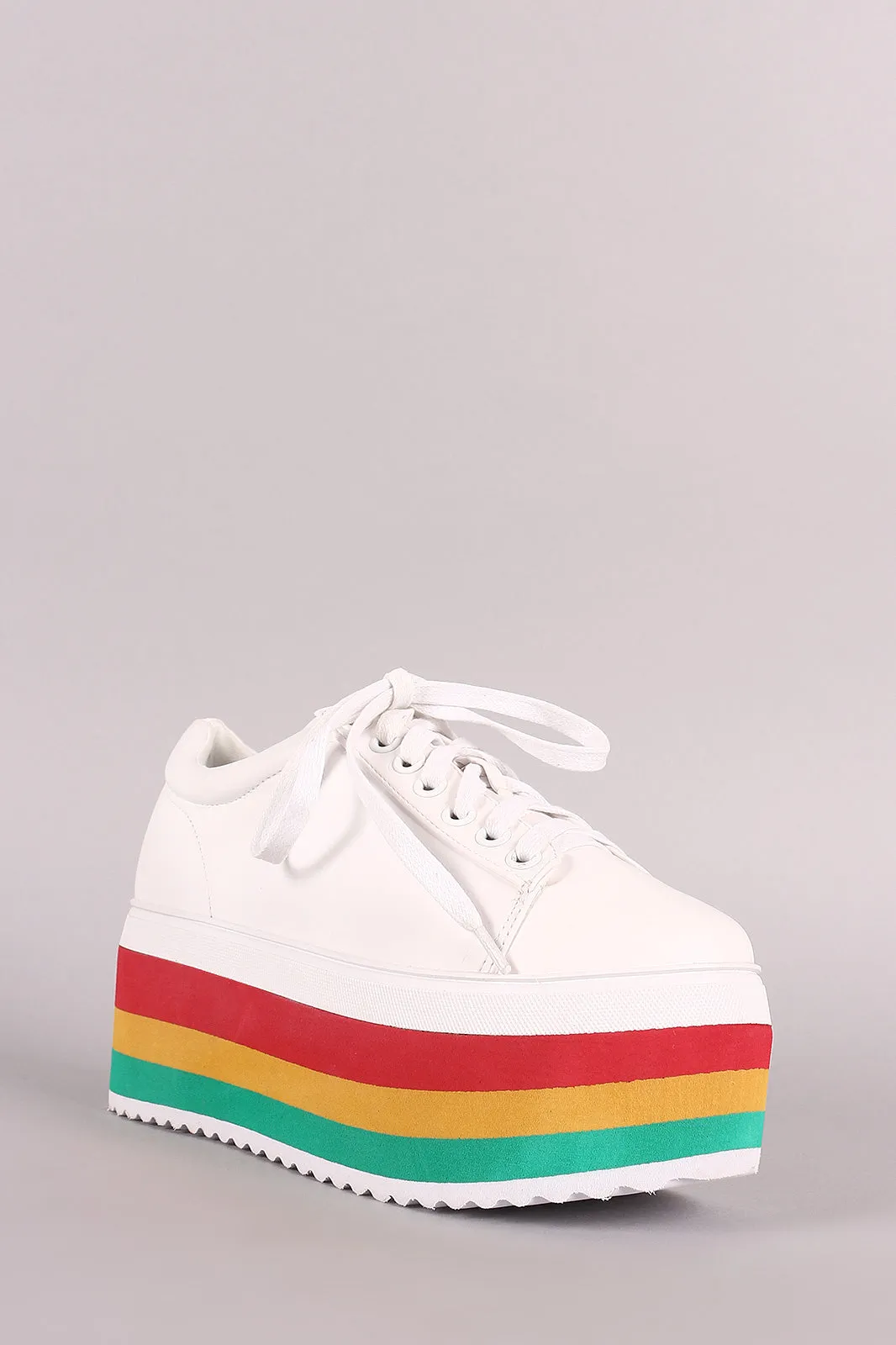 Liliana Round Toe Stripe Lace-Up Flatform Sneaker