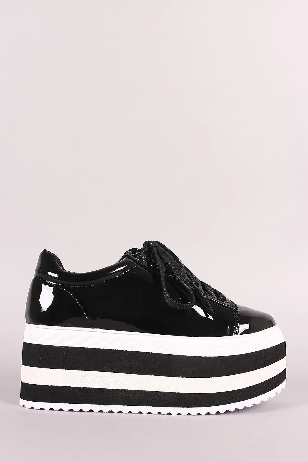 Liliana Round Toe Stripe Lace-Up Flatform Sneaker