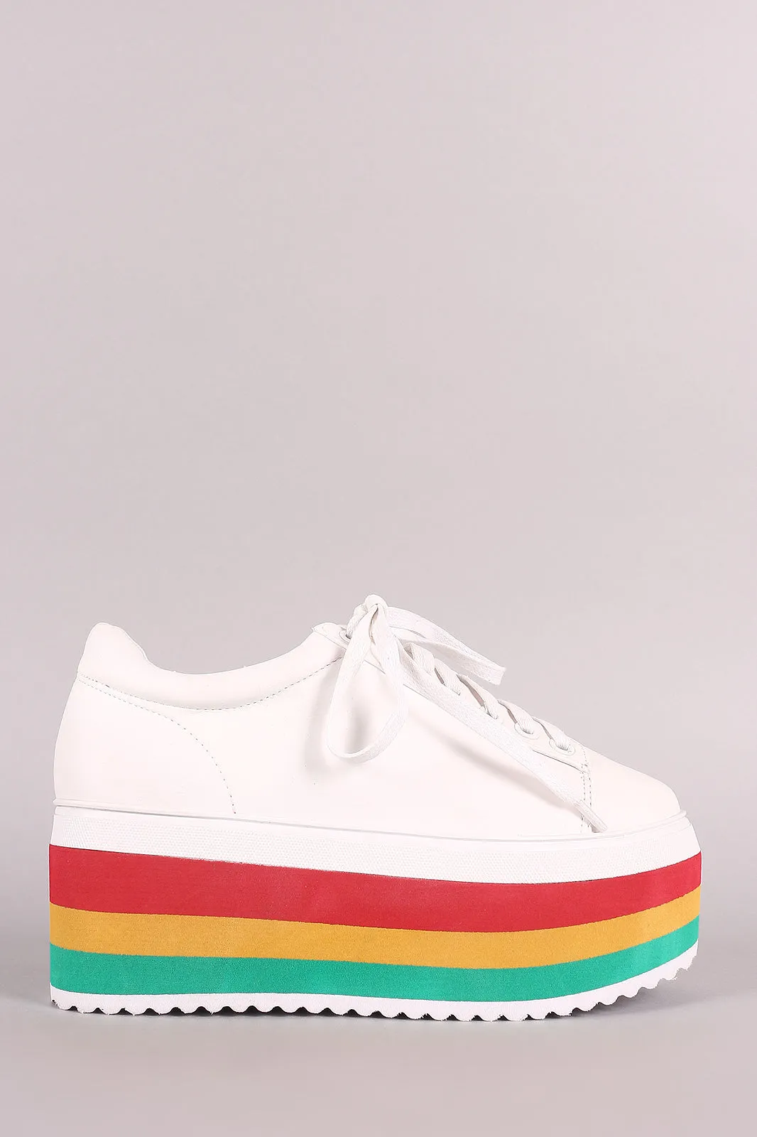 Liliana Round Toe Stripe Lace-Up Flatform Sneaker