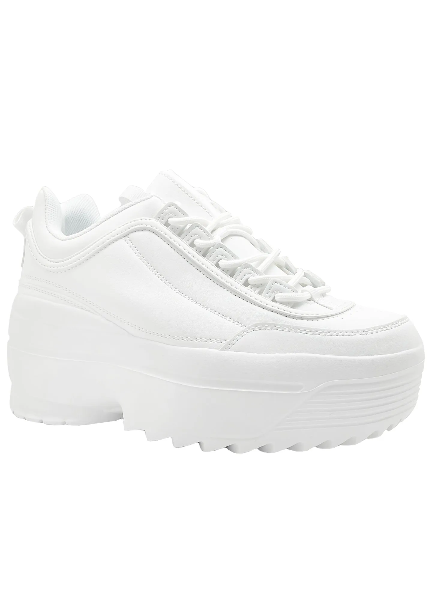 LILY 5005 Dream Cypher White Platform Sneakers