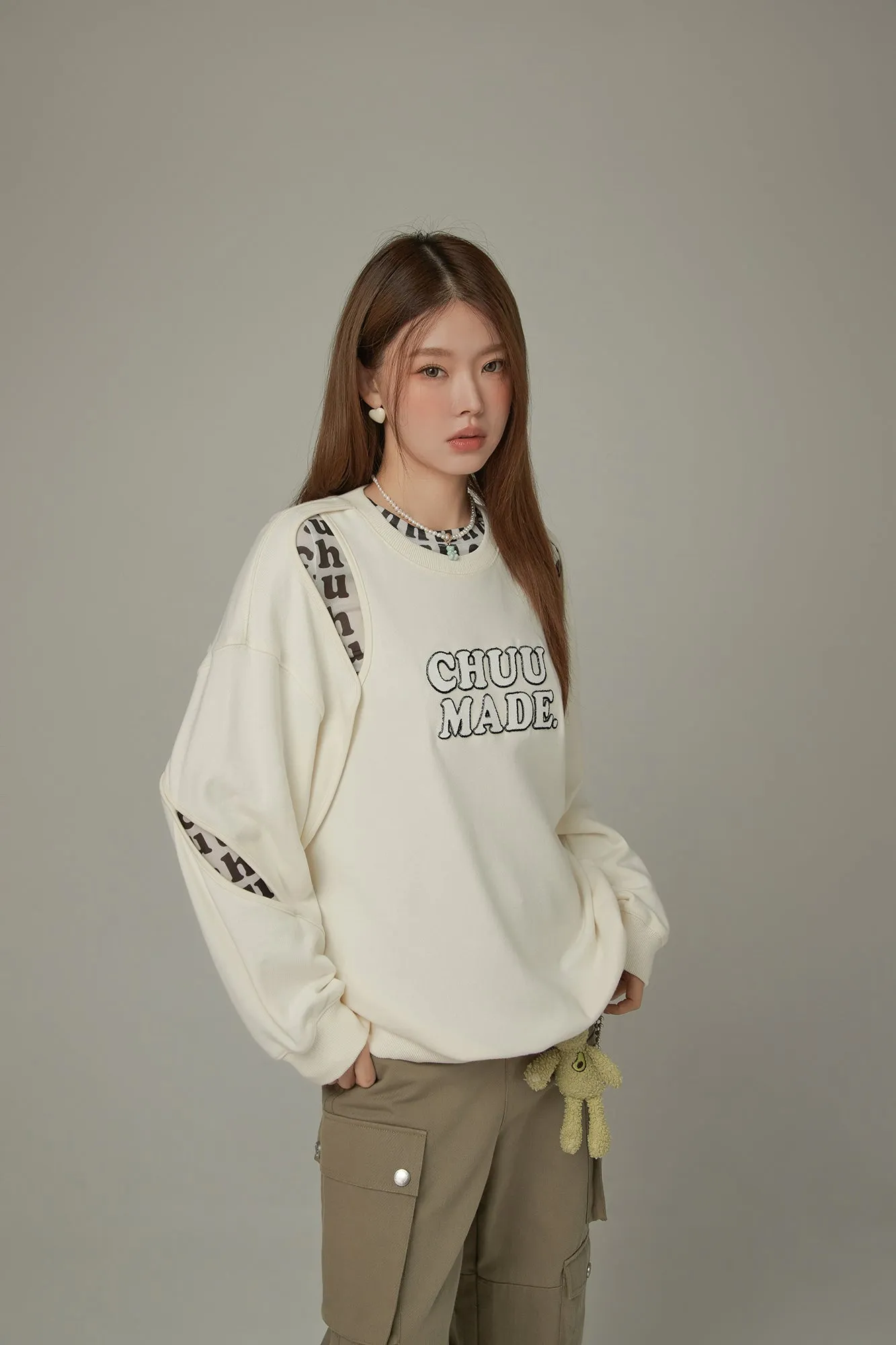 Logo Slit Oversized Sweatshirt