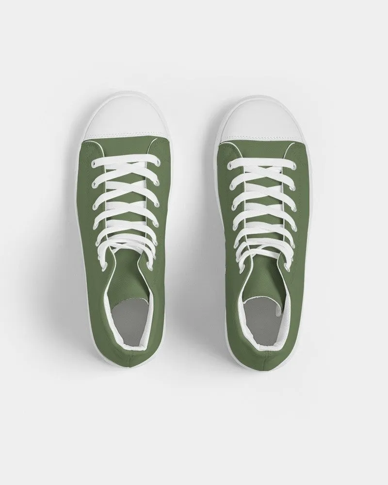 Medium Dark Warm Green Women's High-top Canvas Sneakers | Women's | Medium Dark Pastel Warm Green | C30M0Y60K60