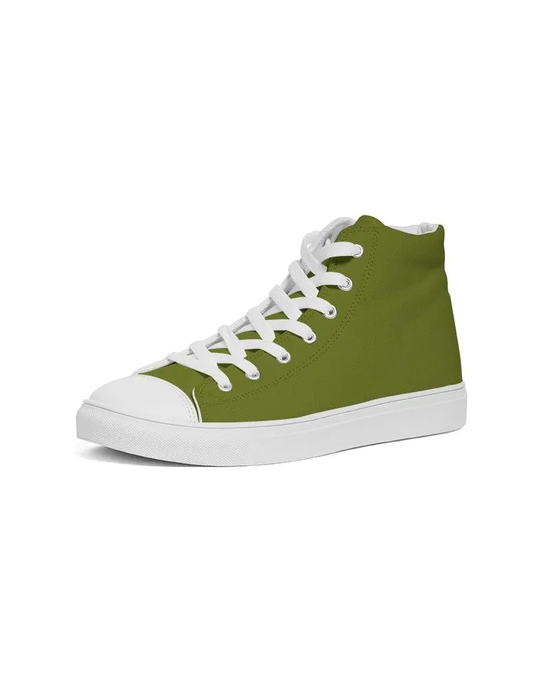 Medium Dark Yellow Warm Green Women's High-top Canvas Sneakers | Women's | Medium Dark Pure Yellow Warm Green | C25M0Y100K60