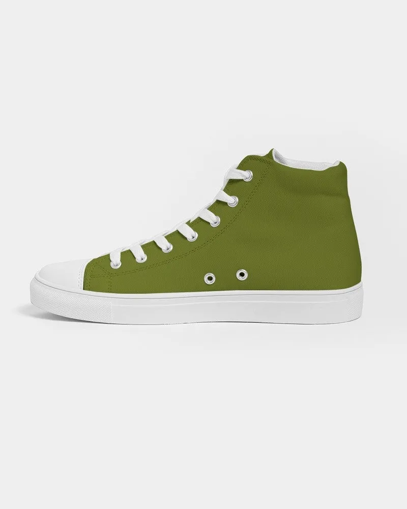 Medium Dark Yellow Warm Green Women's High-top Canvas Sneakers | Women's | Medium Dark Pure Yellow Warm Green | C25M0Y100K60