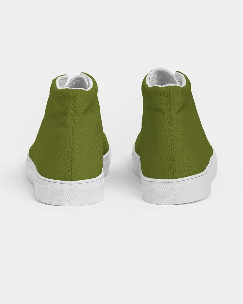 Medium Dark Yellow Warm Green Women's High-top Canvas Sneakers | Women's | Medium Dark Pure Yellow Warm Green | C25M0Y100K60