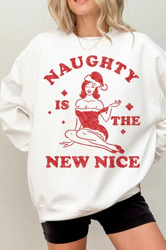 NAUGHTY CHRISTMAS OVERSIZED GRAPHIC SWEATSHIRT