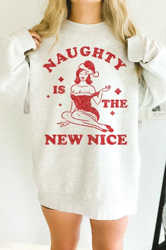 NAUGHTY CHRISTMAS OVERSIZED GRAPHIC SWEATSHIRT