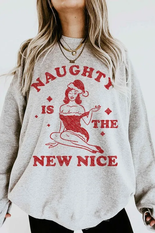 NAUGHTY CHRISTMAS OVERSIZED GRAPHIC SWEATSHIRT