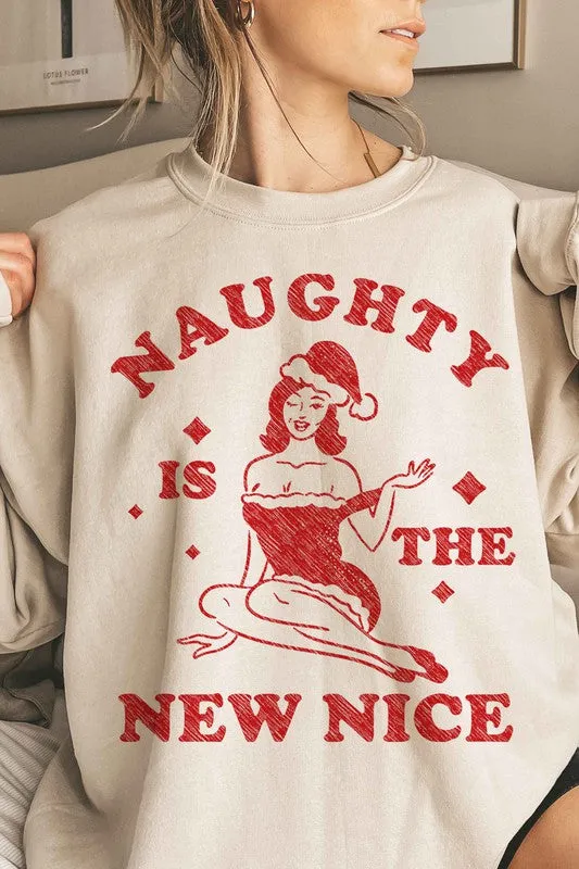 NAUGHTY CHRISTMAS OVERSIZED GRAPHIC SWEATSHIRT