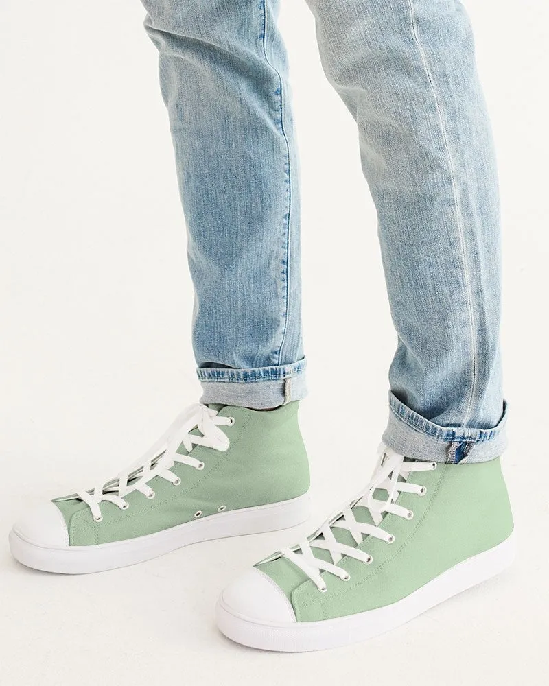 Pale Pastel Green Men's High-top Canvas Sneakers | Men's | Bright Pale Pastel Green | C22M0Y30K0