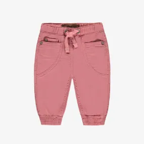 Pantalon rose coupe régulière de style jogger en denim extensible, bébé || Stretch pink denim jogger pants regular fit, baby