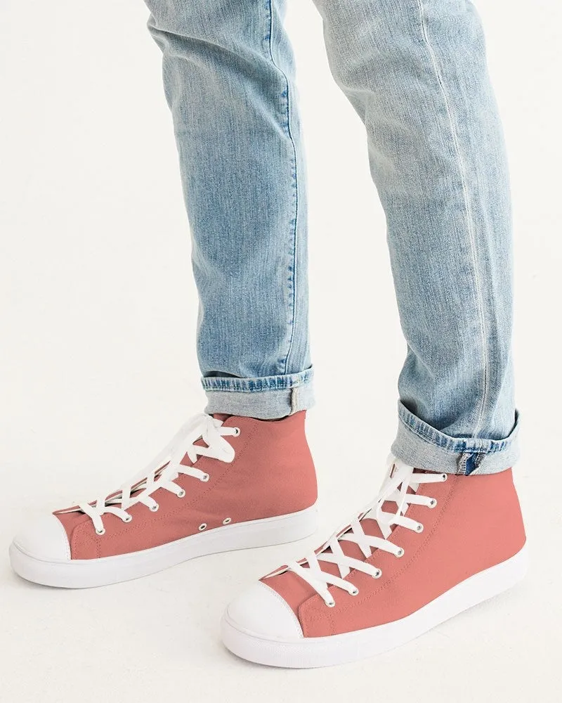 Pastel Pink Red Men's High-top Canvas Sneakers | Men's | Bright Pastel Pink Red | C0M60Y45K0