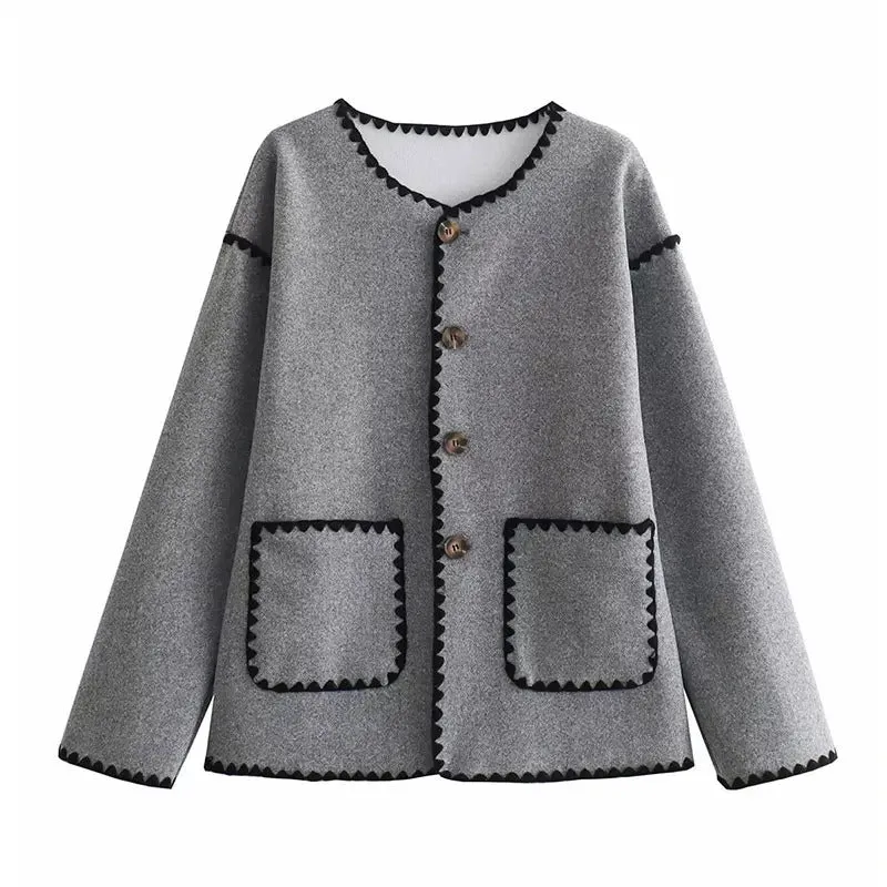 Patchwork Style Long Sleeve Winter Sweater Jackets