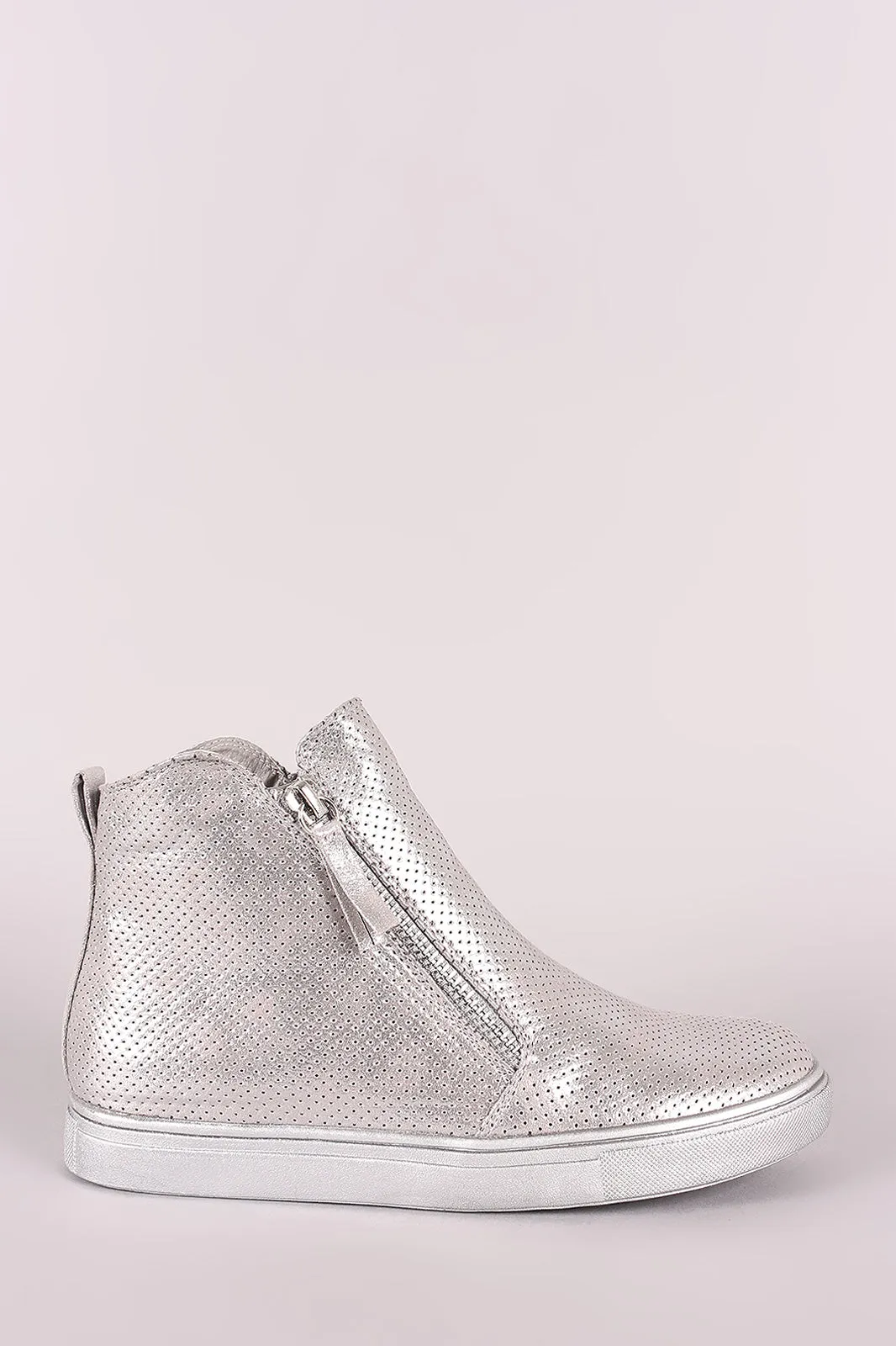 Perforated Zipper Trim High Top Sneaker