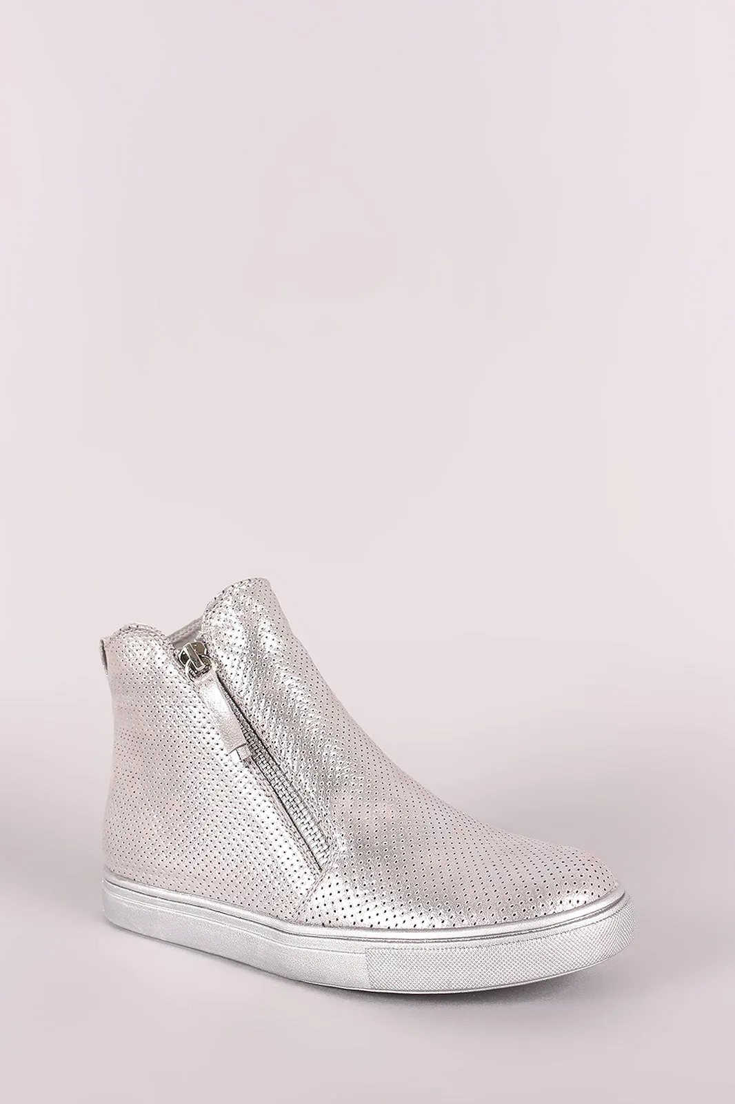 Perforated Zipper Trim High Top Sneaker